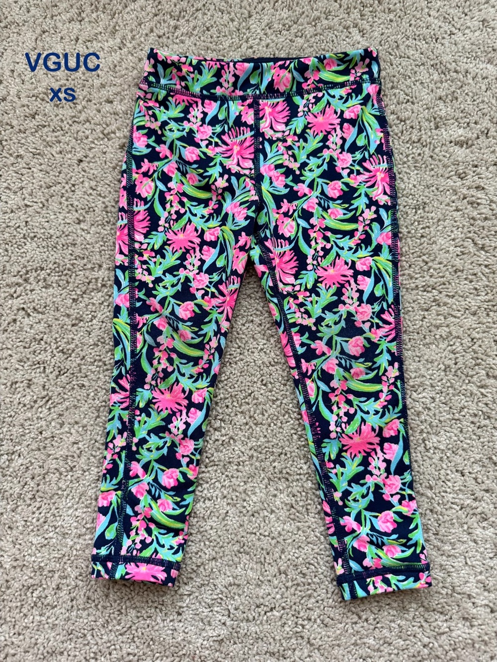 Lilly Pulitzer Girls Floral Leggings - Navy, Pink, Green